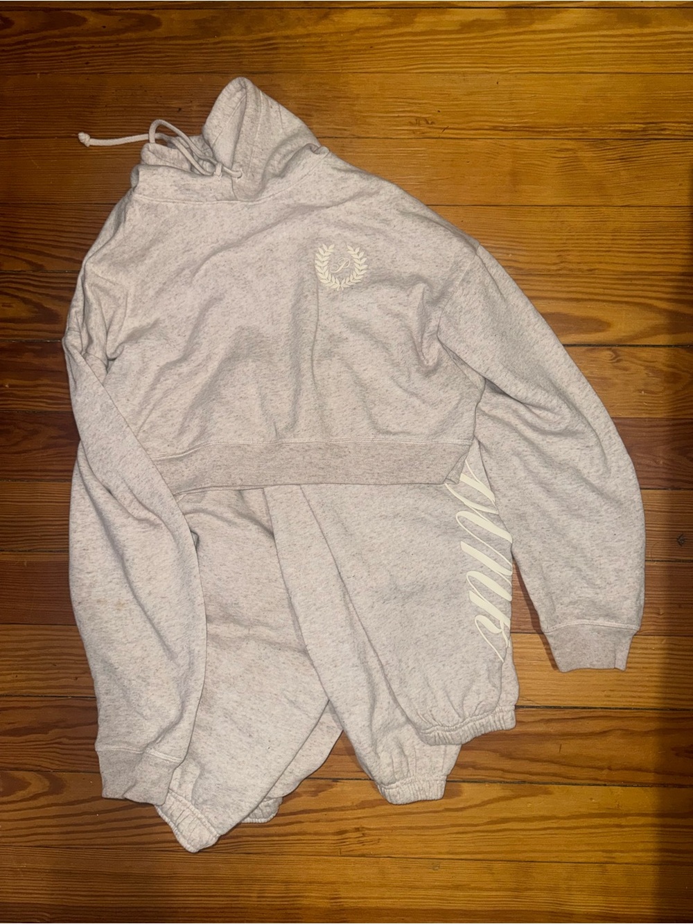 PINK Victoria's Secret Cream Crewneck Sweatshirt Set